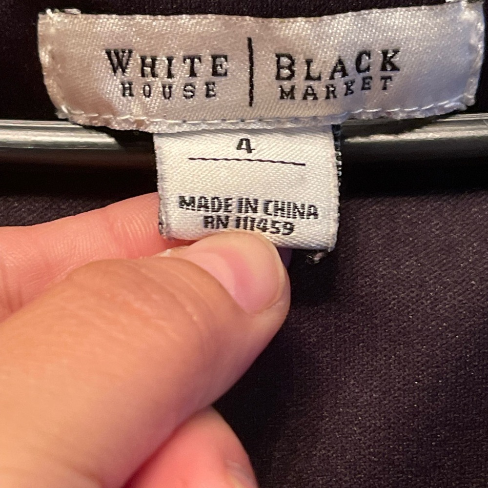 White House | Black Market A-Line Sleeveless Black/White Geometric Print Dress 4 - Picture 6 of 12